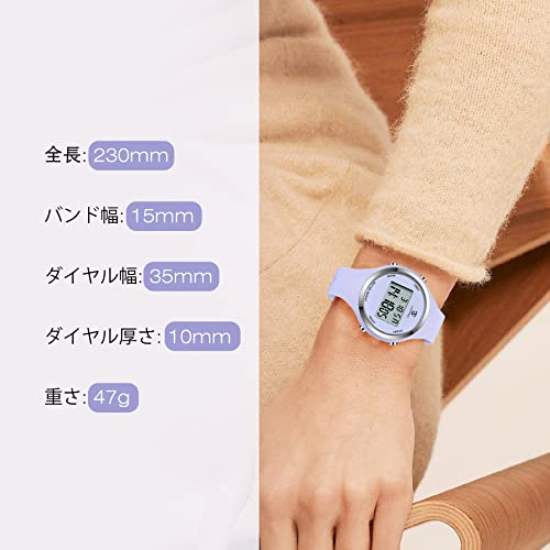 Stylish, Waterproof Digital Wristwatch for Girls and Children. Simple and Versatile Sports Watch with Alarm, Date, Day of the Week, Stopwatch, and LED