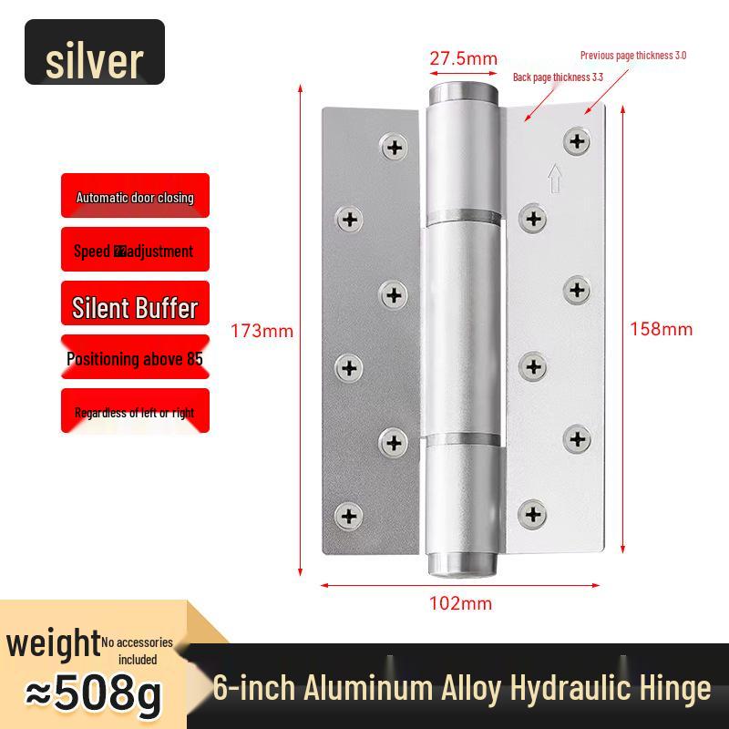 Adjustable Silent Hydraulic Door Closer with Concealed Double Leaf Hinge - Automatic Closing, 5-inch/6-inch Positioning