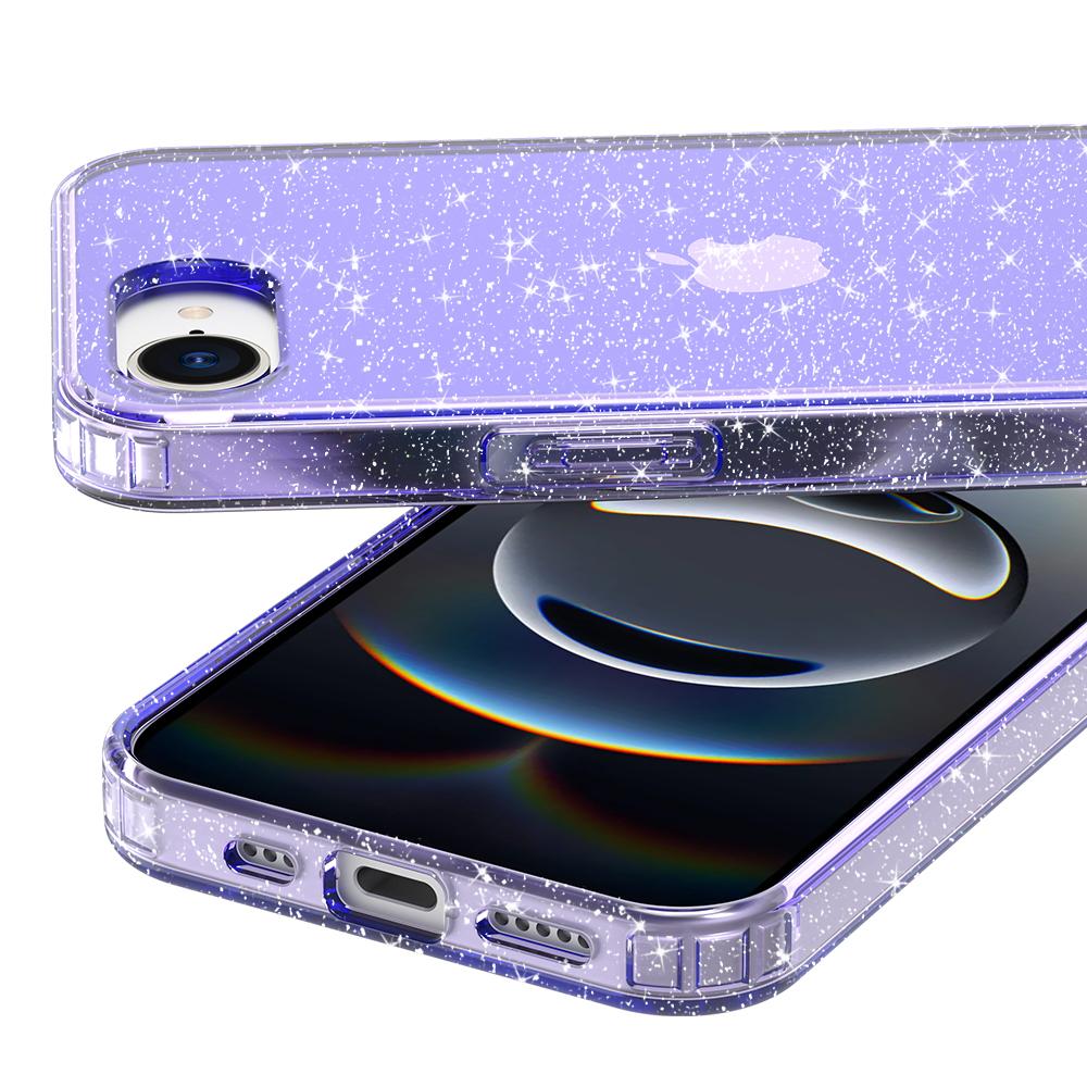GW18 For iPhone 16e Case Glitter Powder Decor Clear TPU + PC Shockproof Phone Cover Anti Scratch