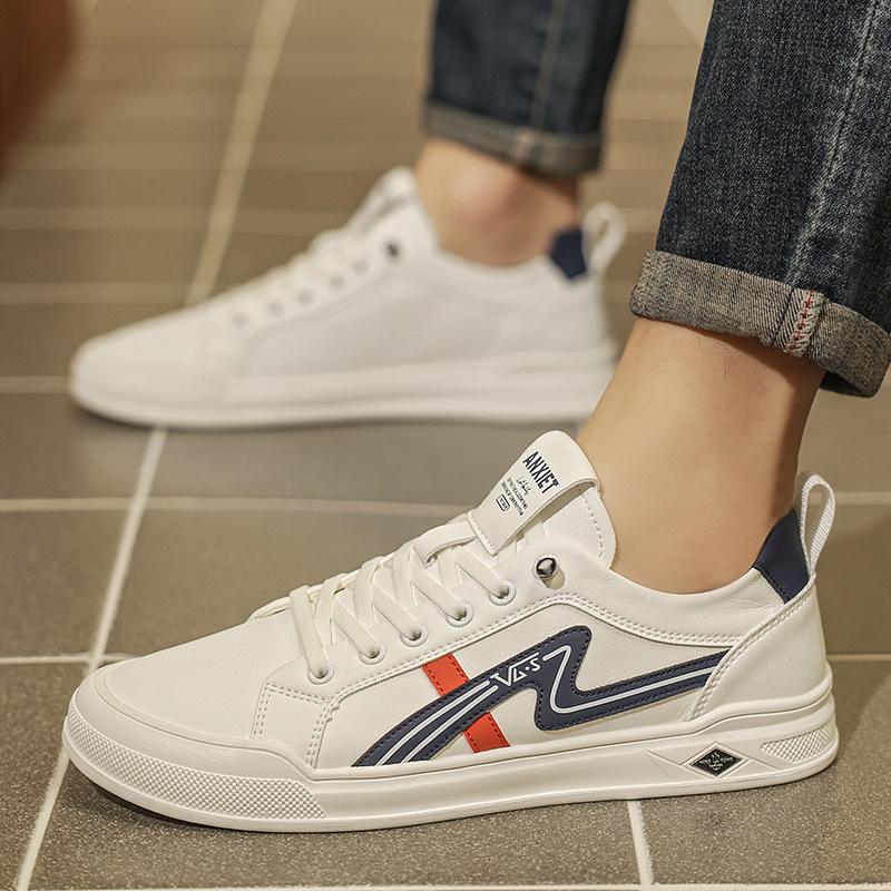 European Station New Board Shoes Leather Men's Shoes Fashion Trend Small Leather Shoes Soft Sole White Shoes Men's Versatile Casual Shoes