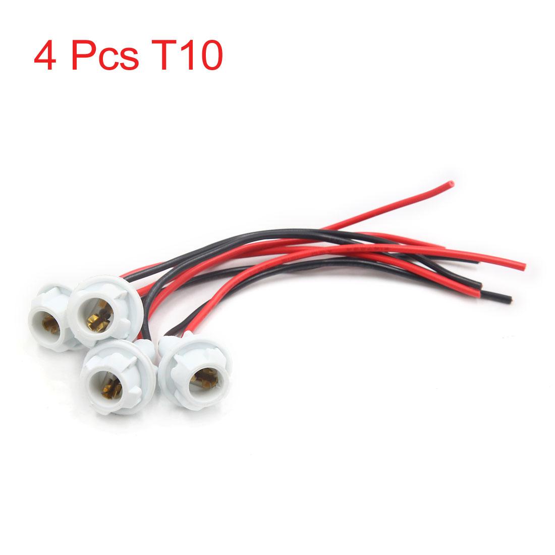 Uxcell Car Auto T10 W5w 194 Socket Led Light Bulb Lamp Socket Holder Wire Connector 4/5/10/15 Pcs for Vehicle 4Pcs