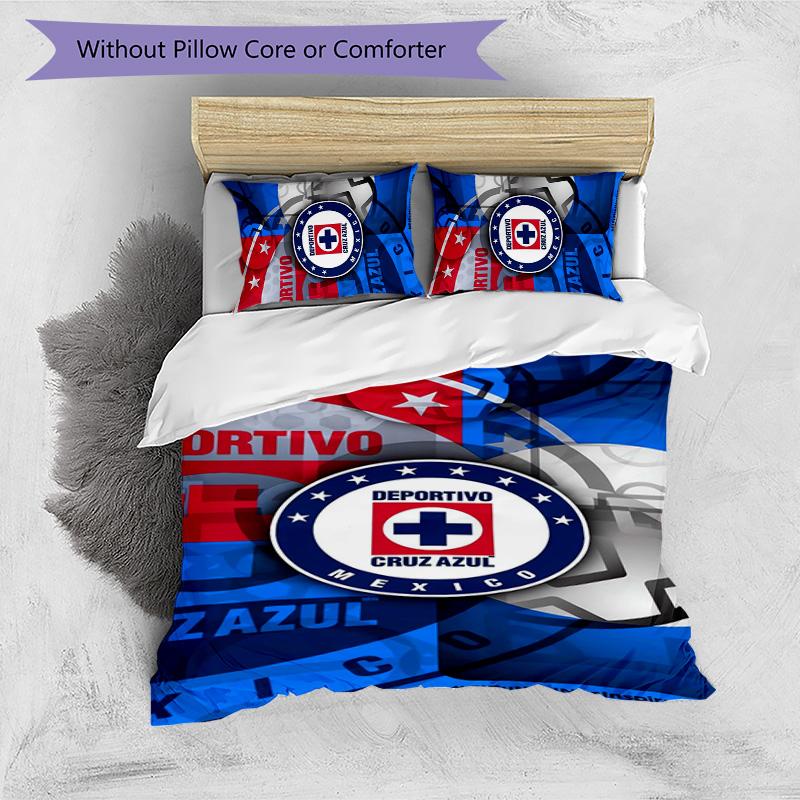 Cruz Azul Themed 3pcs Bedding Set Duvet Cover Closure Includes 1 Duvet Cover & 2 Pillowcases for All Seasons Bedroom Home Dorm Decor