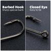 500 Pieces PTFE Coated High Carbon Stainless Steel Barbed Fish Hook With Eye 8027 Carp Fishing Accessories
