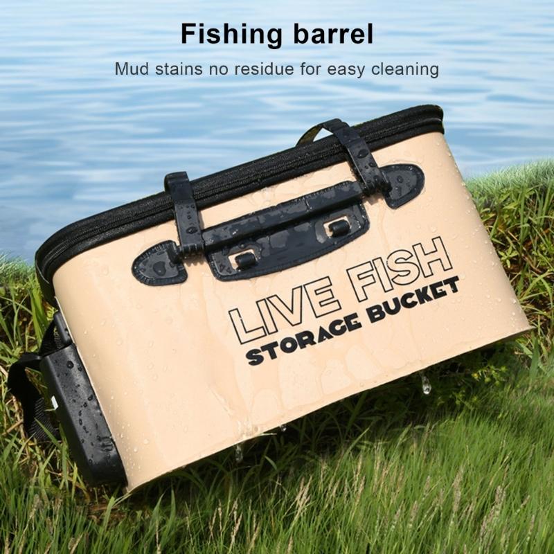 Fishing Bucket Fishing Bag with Handle Fishing Basin Fishing Tackle Foldable Tackle Box Fish Fishing Barrels Container