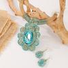 Women Water Drop Crystal Necklace Earrings Handmade Aluminum Wire Woven Jewelry Party Wedding Bridal Gift