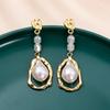 Korean-Style Handmade Zinc Alloy Teardrop Earrings with Faux Pearls