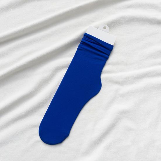 1 Pair Women Socks Mid-tube Curled Edge Japanese Style High Elasticity Anti-slip Thin Soft Breathable Sweat-absorption Anti-shrink Sports Piled Socks