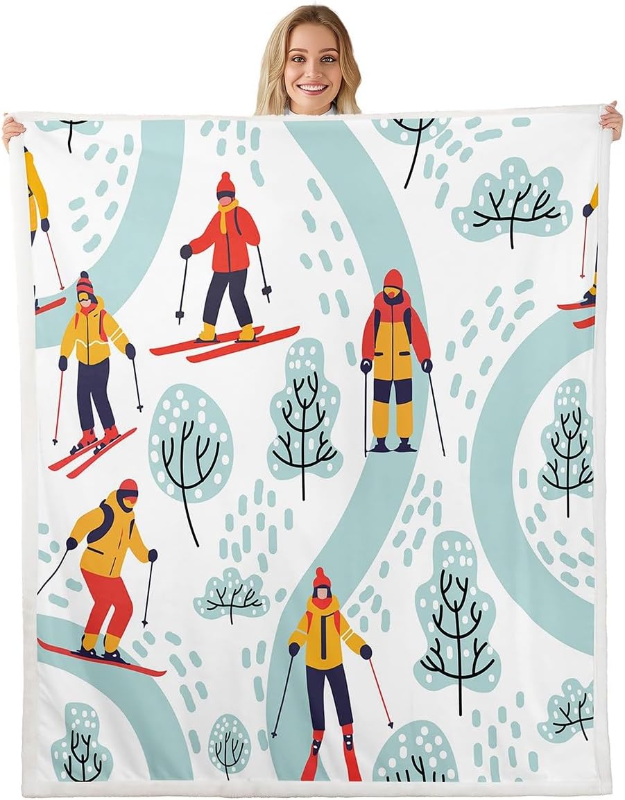 Fleece Blanket Holly Warm Plush Sherpa Blanket Berry Merry Christmas Leaves Fuzzy Plush Throw Ribbon Bow Red Green Gold Room 75x90cm