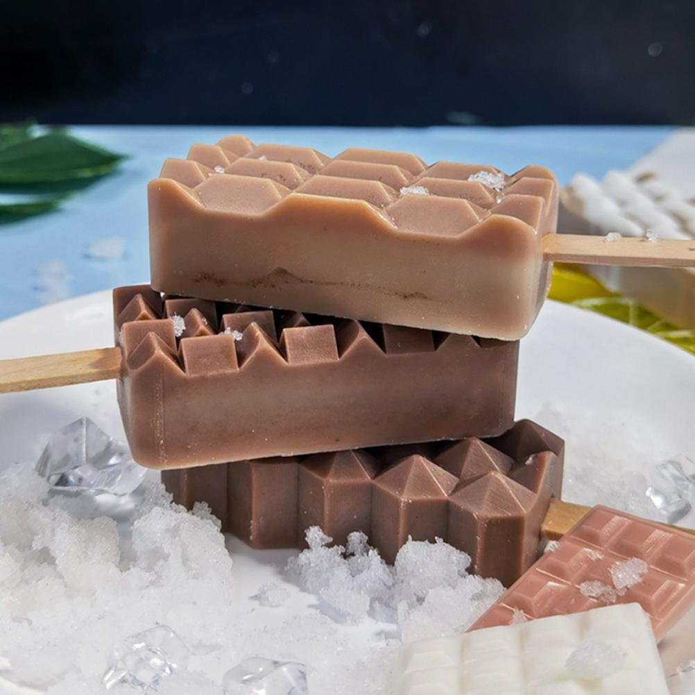 Silikon Eisform, 4 Zellen Eis am Stiel Form DIY Eismaschine für gefrorenes Dessert Eis am Stiel