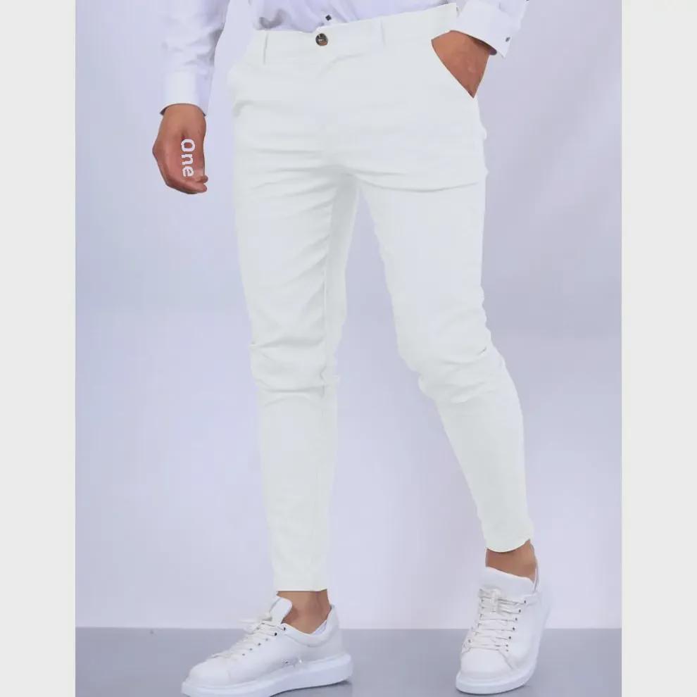 Pantaloni da uomo casual da lavoro a vestibilità slim, texture europea e americana