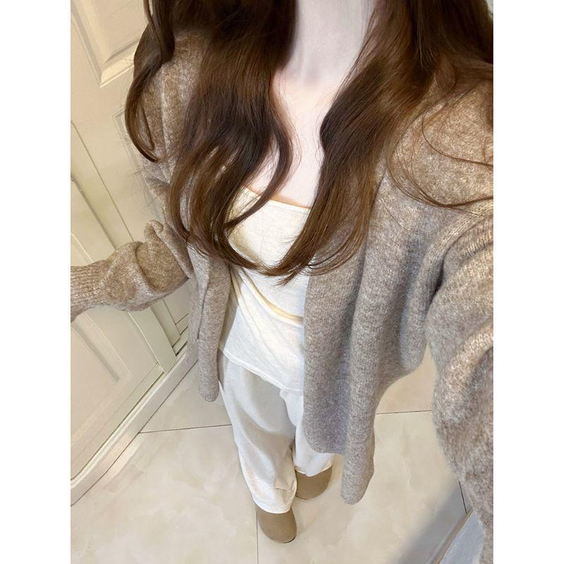 Women's High-End Oatmeal Knit Cardigan – Autumn Loose Slimming Casual Outerwear