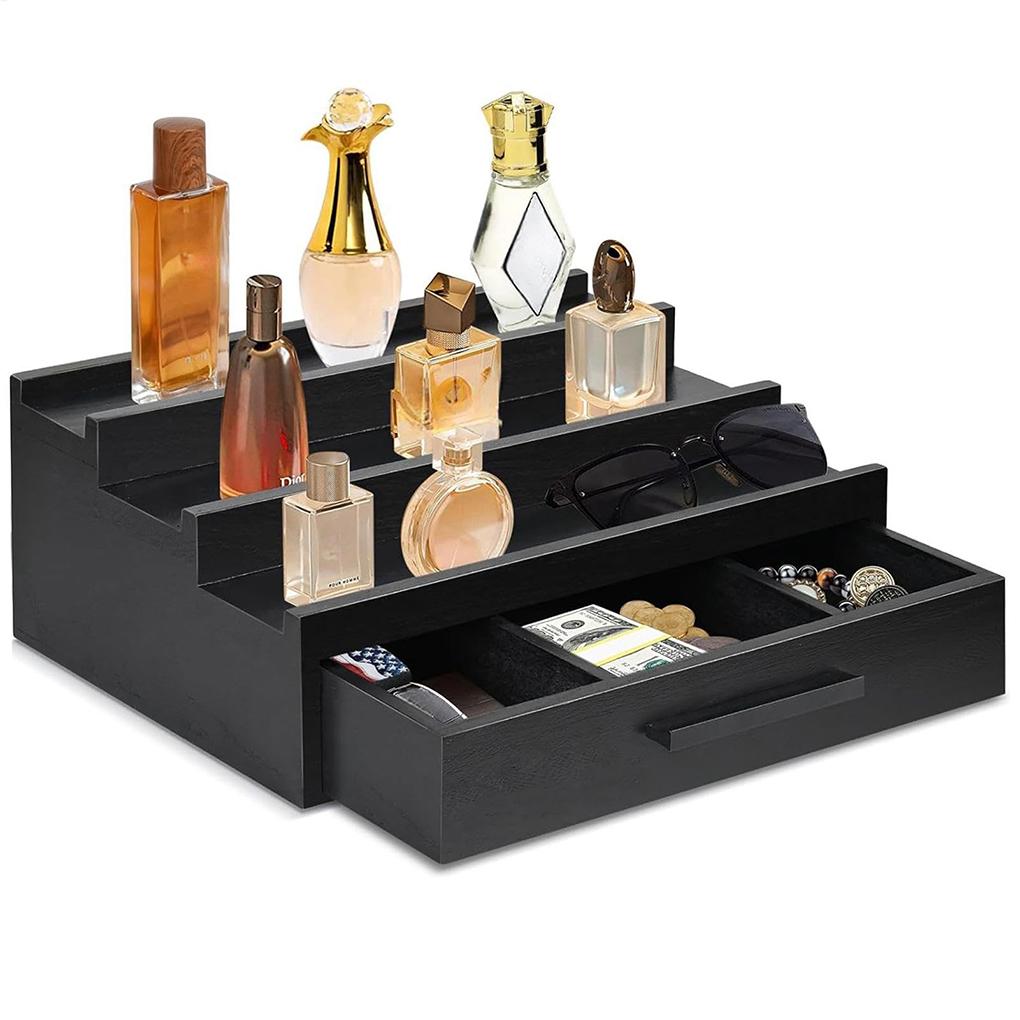 Wooden Perfume Stand Organiser With Drawers For Watches Perfume Holder Organizer Perfume Organizer