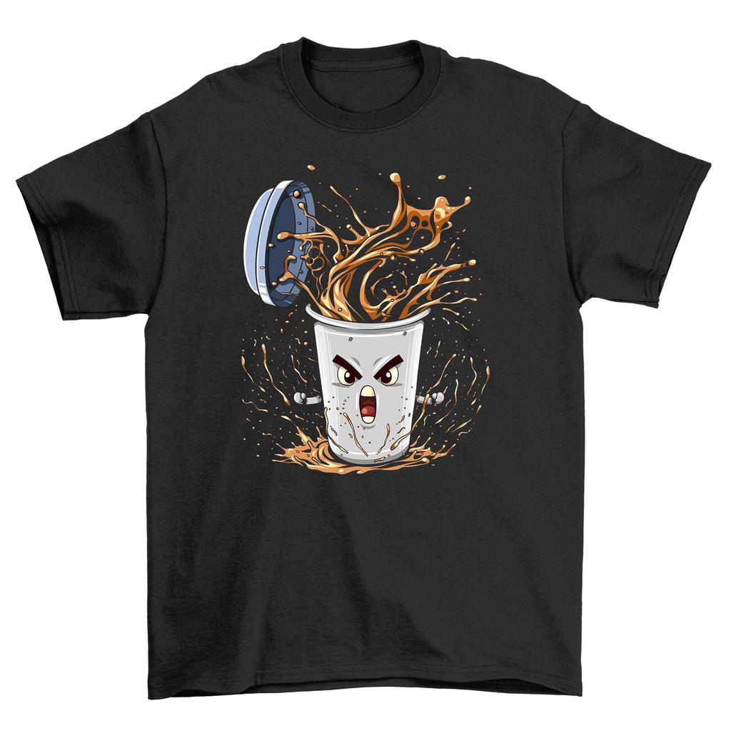 Angry Kawaii Coffee T-Shirt Mens Womens Tees Top - Hilariously Caffeinated! Funny Unisex Shirt for Co