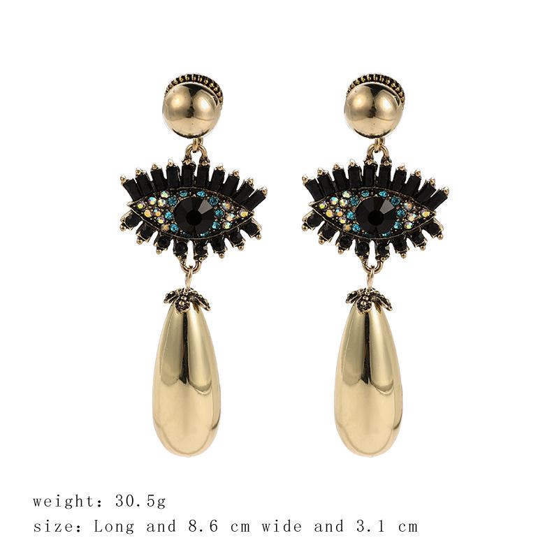 Devil's Eye Drip Oil Alloy Earrings: Trendsetting European & American Street Style