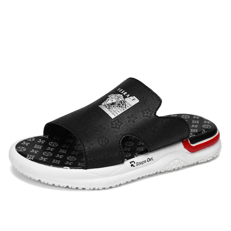 Chinese style trend men's summer one-word drag bathroom non-slip leisure travel non-slip out moisture slippers