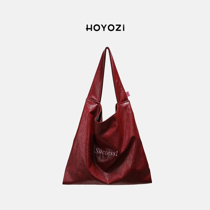 

[Xiaoyoujia Bag] Hoyozi Long Island Iced Tea Soft Leather Big Tote Red Bag for Women 2025 New Arrival Red [In Stock]]