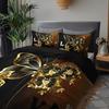 3Pcs Luxury Golden Butterfly Floral Bedding Duvet Cover Set Romantic Love Butterfly Bedding Quilt Set Black Golden Butterfly