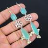 Pear Green Chalcedony Stone 925 Silver Wedding Dangling Mother Earrings Jewelry