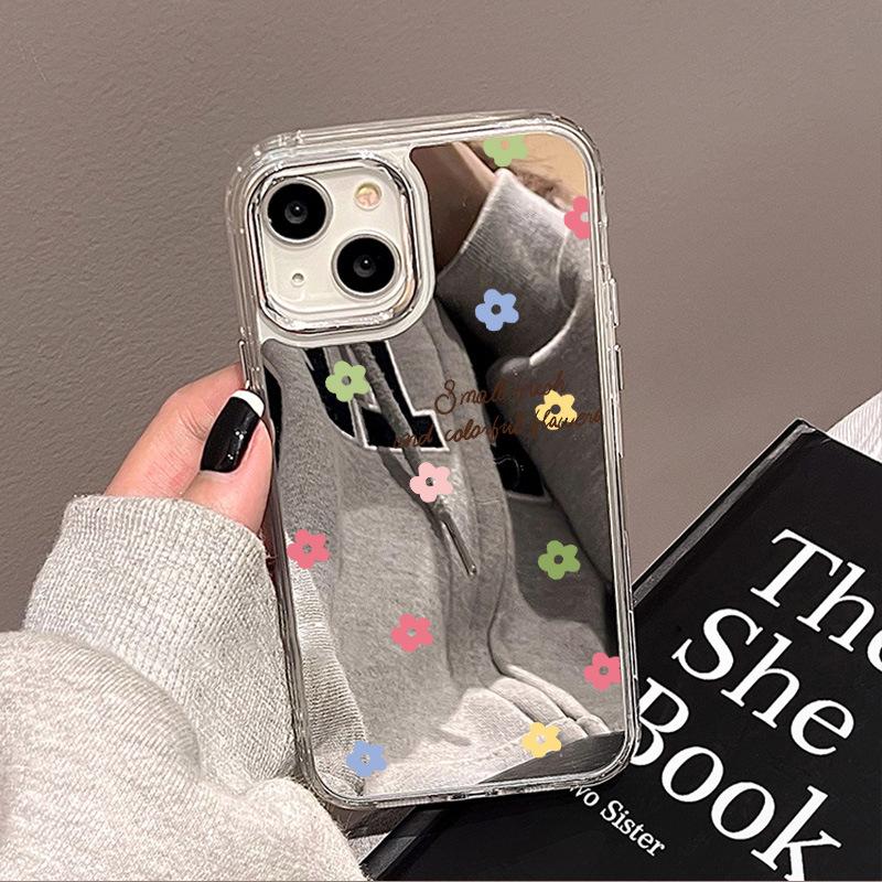 Color Flower Mirror for iPhone17promax Mirror Phone Case 16 Large Hole 14/13 Apple 15