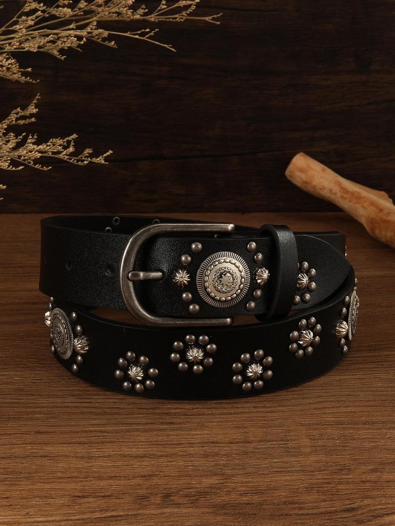 Women's Retro Metal Rivet Wide Belt - Versatile Fashion Waistband Dress Accessory