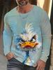 Funny 3D Chicken Print Men's Long Sleeve T-shirt New Autumn Oversized Pullover Hip Hop Punk Clothing Casual Fashion Top