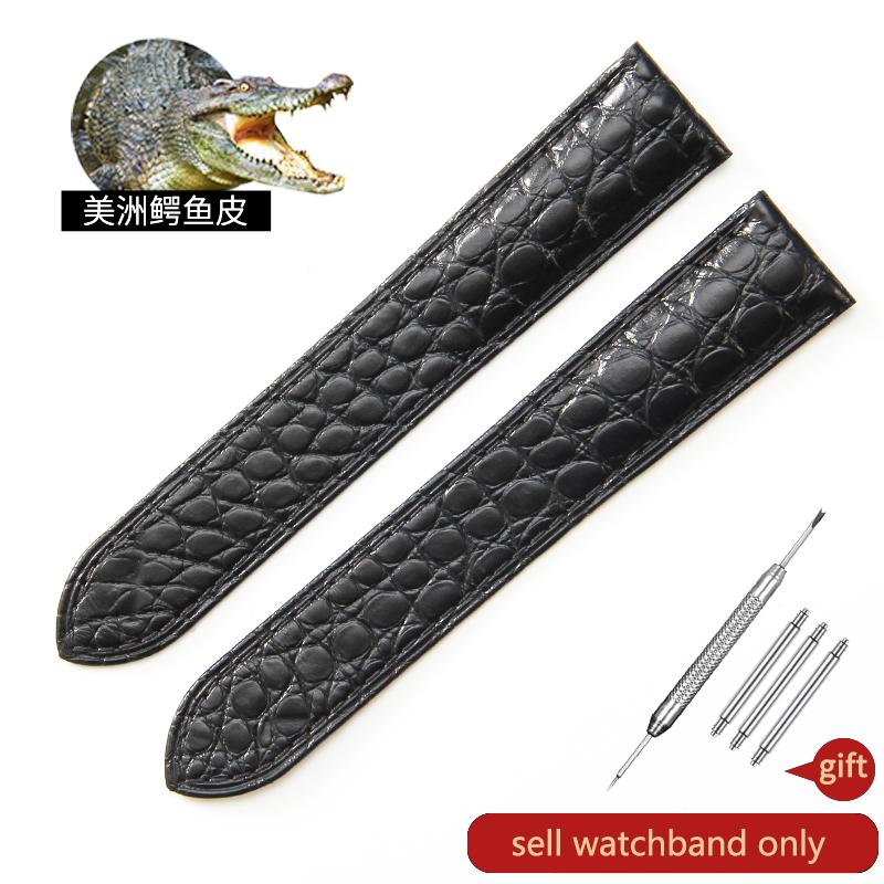 Waterproof Sweatproof Dainty Genuine Leather Watch Strap for Cartier Tank Solo Series Crocodile Watchband 17 22 25mm Balck Brown