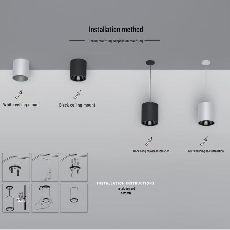 oeny 50W 6000K Black Surface Mount Waterproof LED Spotlight