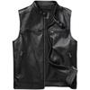 Chaleco de piel de vaca auténtica negra de talla china para hombre, chaleco de cuero ajustado para motociclista.