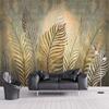 European Style 3D Golden Leaf Wallpaper Art Retro Restaurant Cafe Background Wall Papel De Parede Creative Home Decor 3D Murals