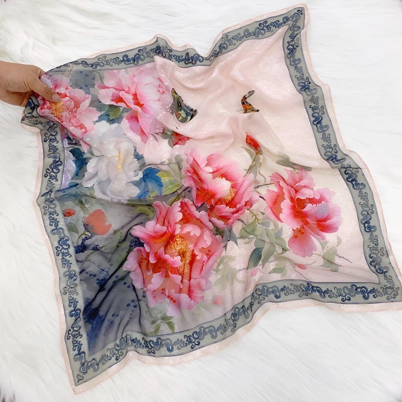 

Мечтательный синий шарф с цветочным полем Женский темперамент Зеленый шелковый шарф Тонкий Длинный Двухслойный Двусторонний Шарф Стример 70-70cm