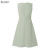 ZANZEA Women Casual Round Neck Summer Sleeveless Dress