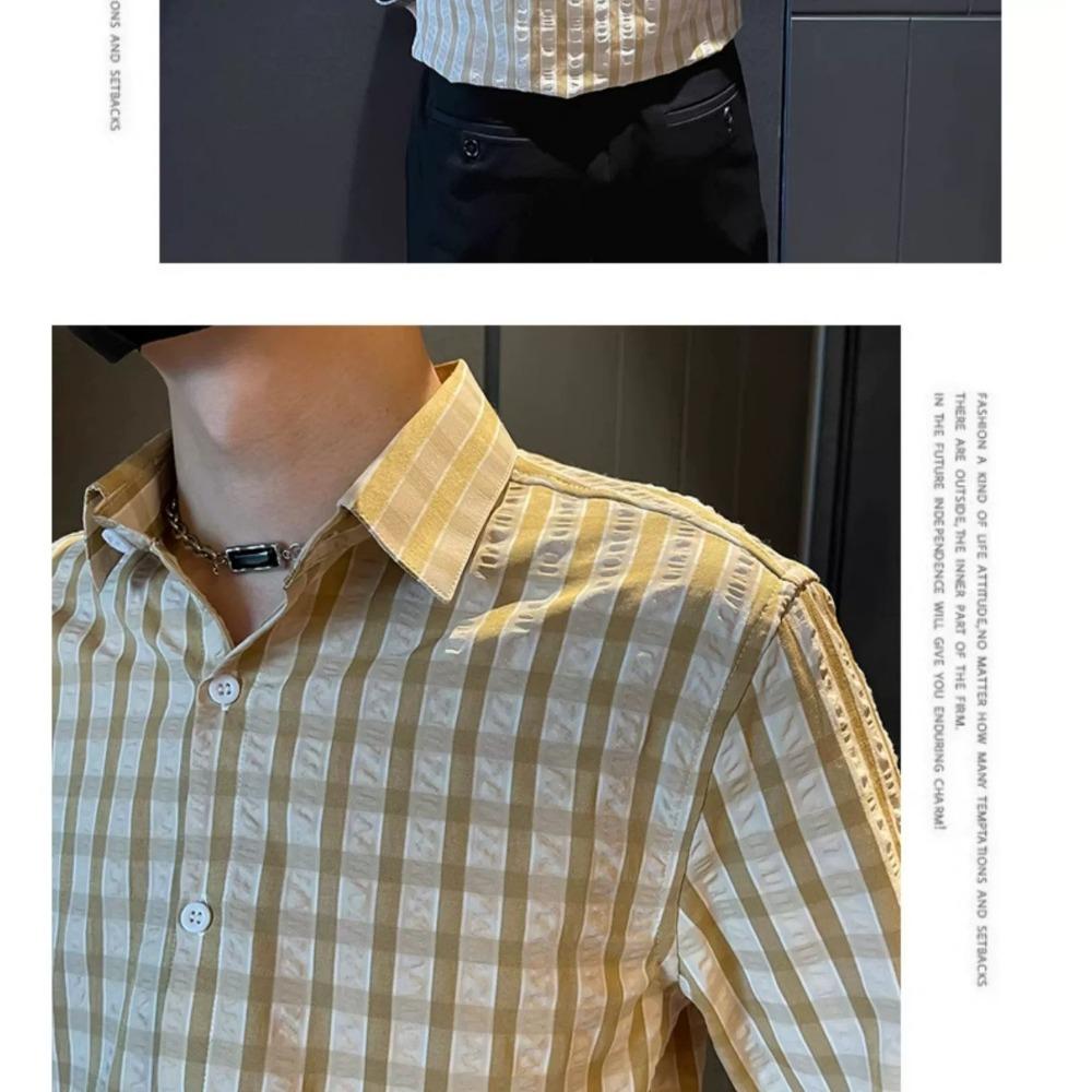 Summer Three Quarter Sleeved Shirt Men's Short Sleeved Checkered Casual Men's Top New Men's Shirt