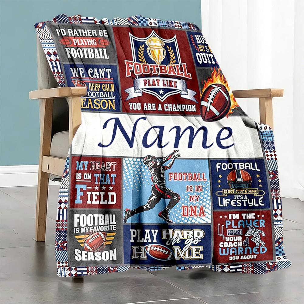 Rugby Player564 Customize Your Name Blanket Cozy Personalized Blanket Soft & Cozy Throw For Chair Seaside Livingroom Bed Four Seasons Universal
