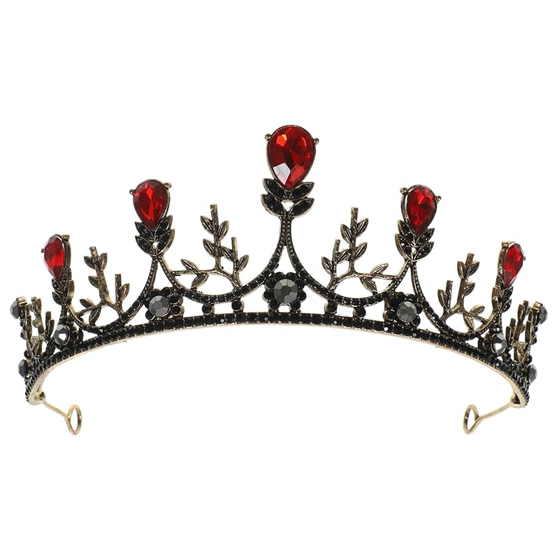 

Тіара Королеви в стилі Бароко Beaupretty, Ретро Весільна Діадема з Стразами, Принцеси Прикраси для Волосся з Камінням для Жінок ( Червоний ) червоний
