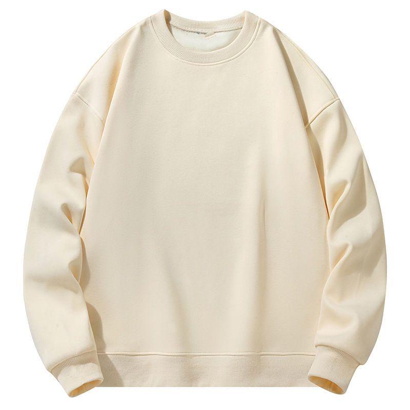 

Round-Neck Sweatshirt for Men and Women, Spring and Autumn Trendy Loose Fit for Teenagers and Students, Solid Color Winter Fleece-Lined Jacket Apricot Spring and Autumn Style 3XL
