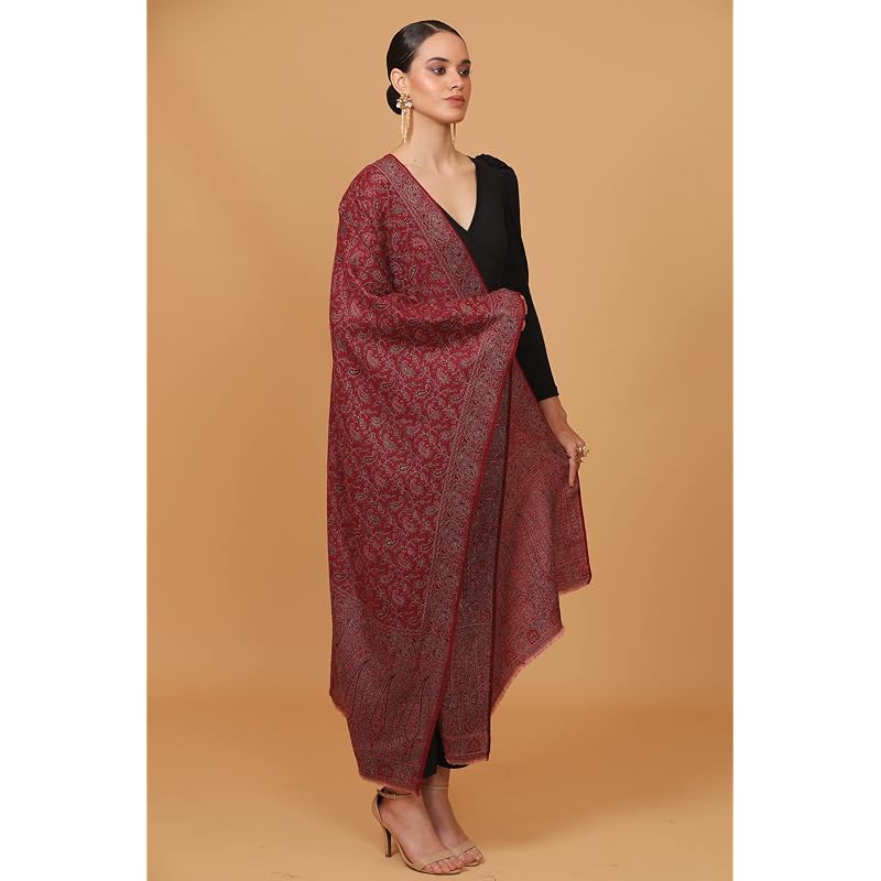 Pashtush Womens Fine Wool Stole, Ethnic Palla Design