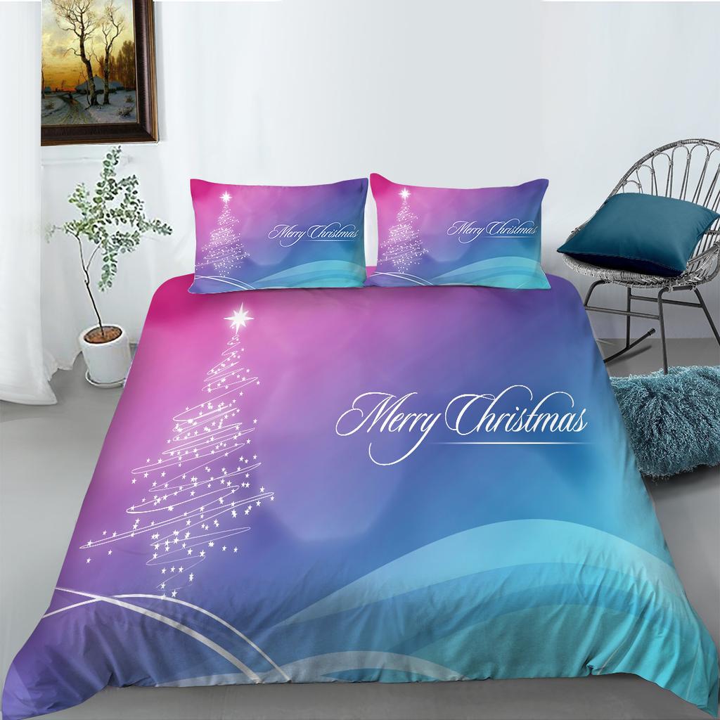 Weihnachtsgeschenk Serie Bettbezug Kissenbezug Zwei- oder Dreiteiliges Set Polyester Digitaldruck Feiertagsdekoration