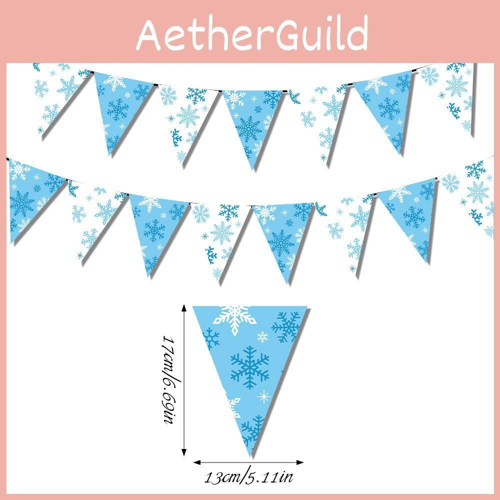 Snowflake Christmas Pattern Paper Triangular Flags For Holiday Decoration Scene