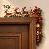 Xmas Fireplace Hanging Sign Christmas Door Topper, Funny Santa Claus Reindeer Sleigh Frame Holiday Decoration Corner Sign, Wooden Home Decor