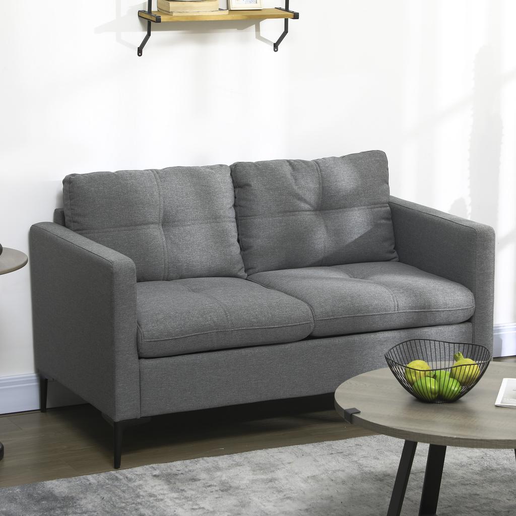 Two Seater Sofa With Steel Legs Grey