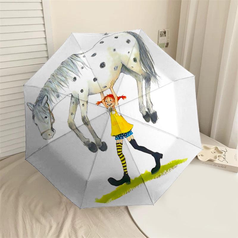 

1PC girl, horse Umbrella-8-Rib Reinforced, Automatic Open, Lightweight & Durable, Cute Fashion Accessory for Outdoor-A1311