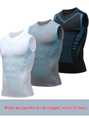 Ανδρικό Αμάνικο Σετ Γυμναστικής Γρήγορου Στεγνώματος: Στενή Εφαρμογή Φαρδύ Ώμο Αμάνικο Γιλέκο & Σορτς για Τρέξιμο & Προπόνηση Μπάσκετ.