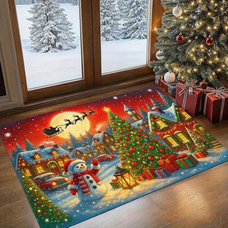 1Pcs Anti Fatigue Kitchen Rugs Christmas Snowman Waterproof Non-Slip Thick Cushioned Kitchen Mat Heavy Duty Comfort Standing Mat for Kitchen