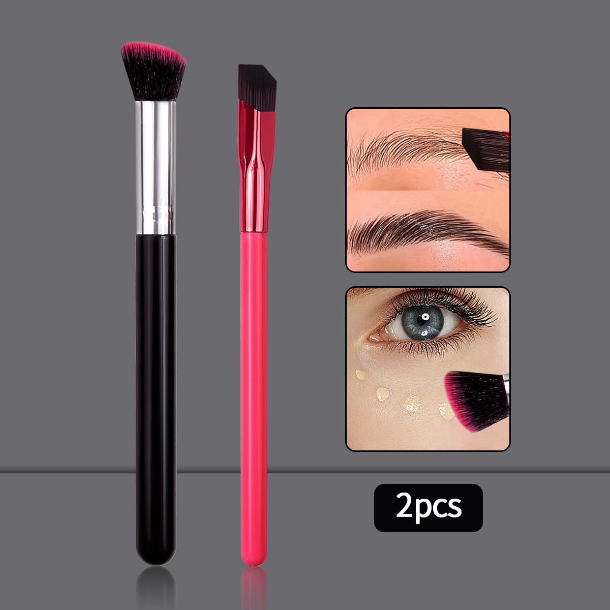 

2Pcs makeup brush set, 270 concealer brush, foundation brush, blush brush, multi-functional makeup tool + angled eyebrow brush