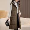 Fashion Winter Women's Long Warm Vest Hooded Can Be Worn On Both Sides Thick Sleeveless Jackets Woman Coat With Belt