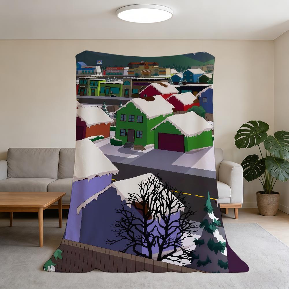 Blanket Super Warm Comfortable Plush Throw S-SOUTH-ES Blanket P-PARK-ES Child Home Sofa Bedroom Cartoon Gift 75x90cm