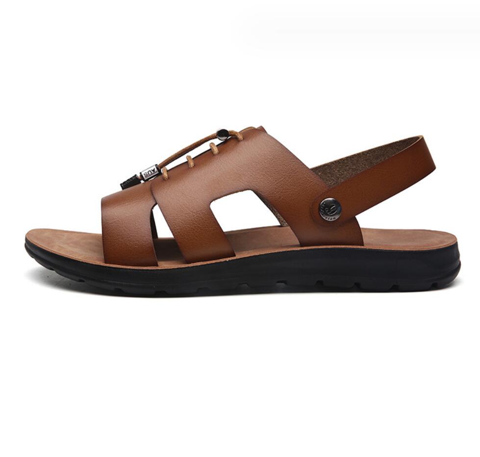 Модные мужские сандалии из спилковой кожи — фото 8