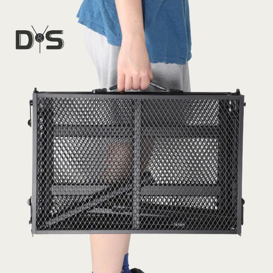 Camping Folding Mesh Table Lightweight Height Adjustable Heavy Duty Metal Multifunction Outdoor Hiking Picnic BBQ Portable Bi-fold Table