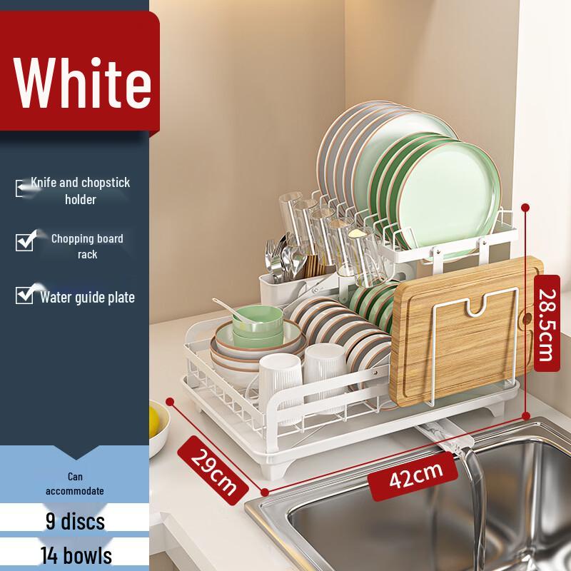 No-Drill Wall-Mounted Aluminum Dish Drying Rack