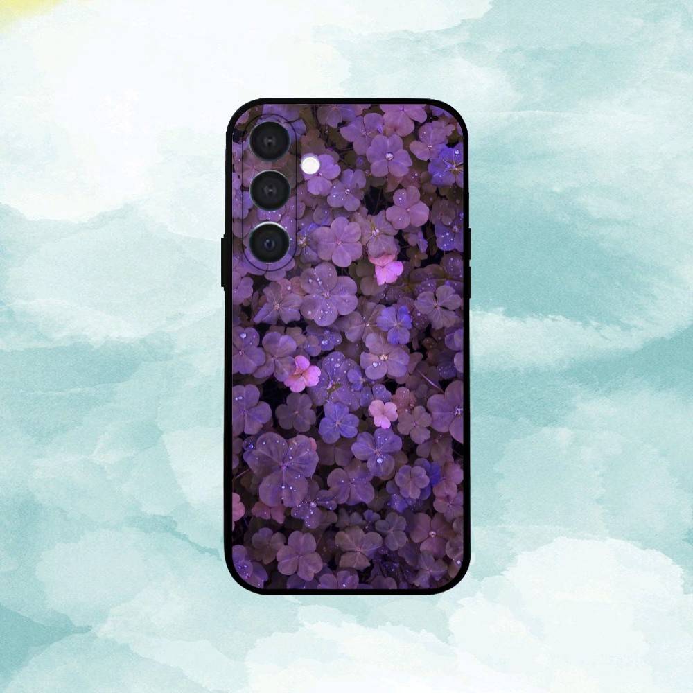 Flowers A-Art Phone Case For Samsung A73,72,71,A52,51,40,41,A22,A32,31,A13, Soft Black Shell